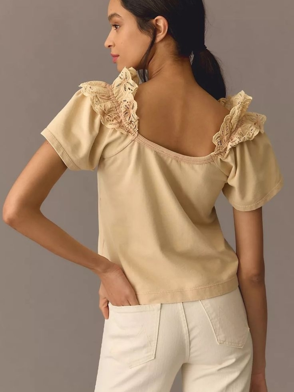Pilcro Eyelet Ruffle Top NWT - Picture 4 of 6
